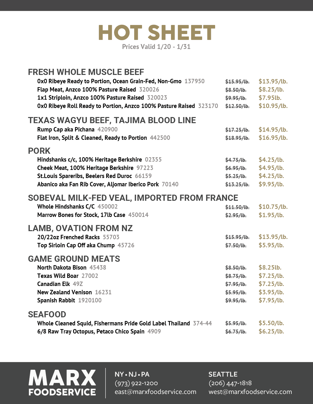 Marx Foodservice East Coast Hotsheet